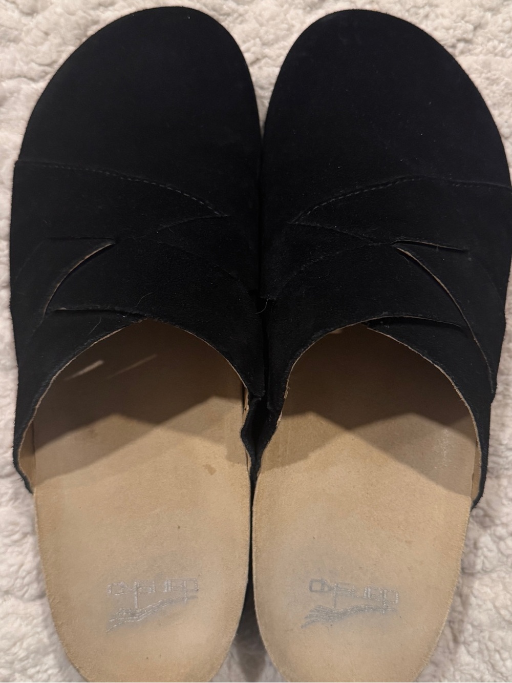 Dansko Daniella Black Interwoven Suede Slip On Mule Clog Size 40